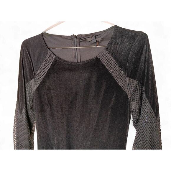 New with tags Donna Karan New York Black Mesh Velvet Sequin Dress Size 4 $495 - Picture 8 of 16